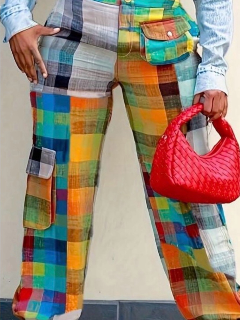 Multicolor Plaid Cargo Pants